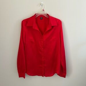 SHEIN Bold Red Button-Down Collared Women's Shirt